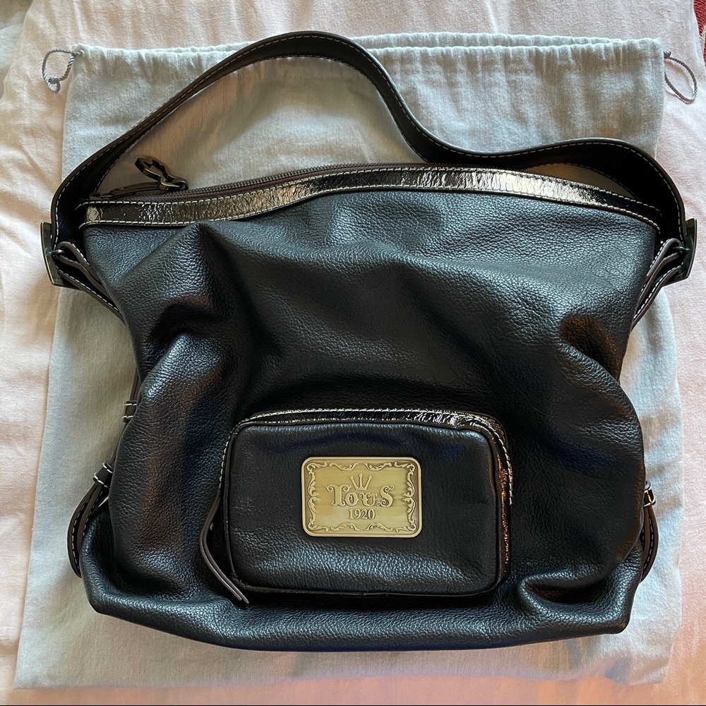 TOUS 1920 Black Leather Large Shoulder Bag